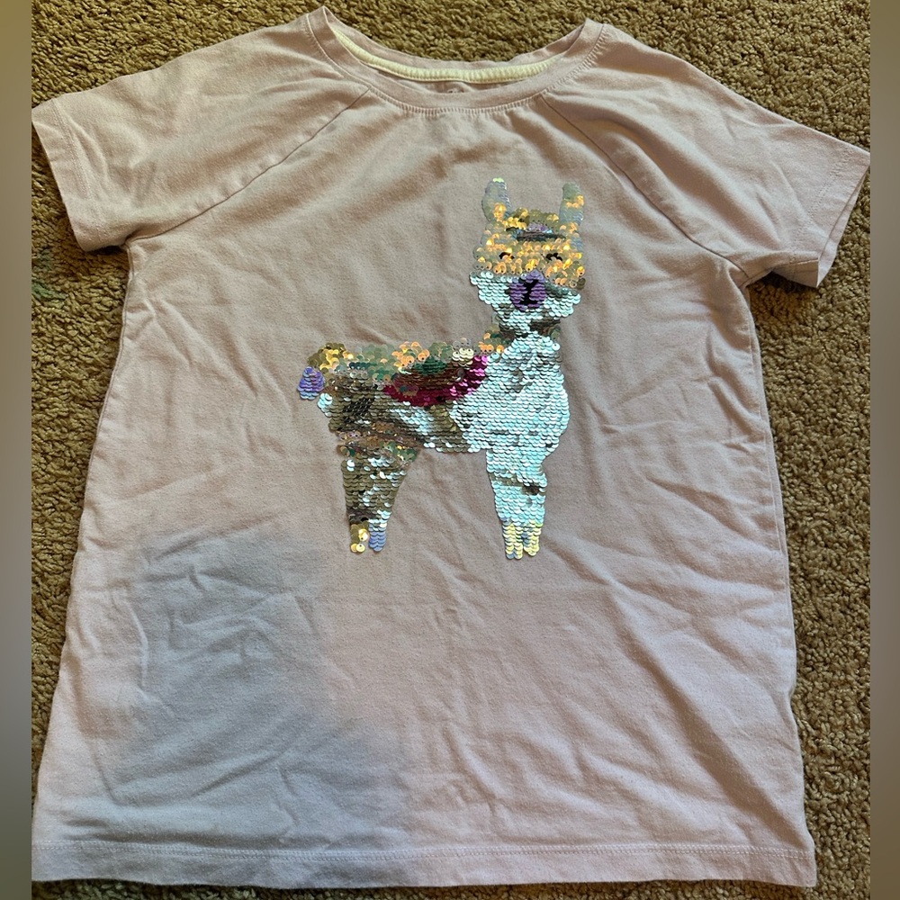 Cat & Jack Sequin Llama Tee - Light Pink
